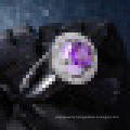 Big Round 3 Prong 1.0CT Cubic Cut Natural Purple Amethyst Rings 925 Sterling Silver for Women Engagement Fine Jewelry